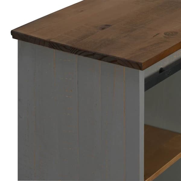 vidaXL skænk HALDEN med skydedør 80x40x80 cm massivt træ grå