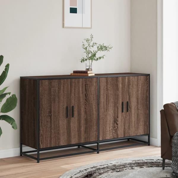vidaXL Skjenk brun eik 134x35x76 cm konstruert tre