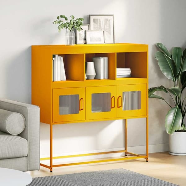 vidaXL skænk 100,5x39x107 cm koldvalset stål sennepsgul