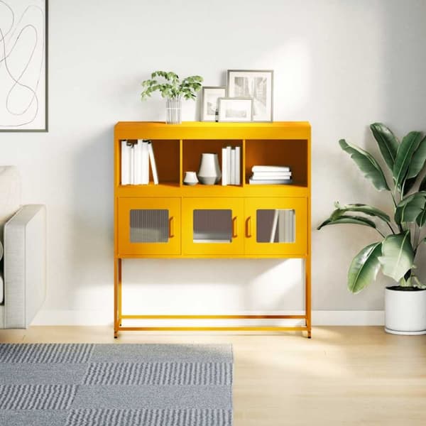 vidaXL skænk 100,5x39x107 cm koldvalset stål sennepsgul