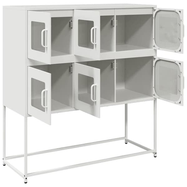 vidaXL skænk 100,5x39x107 cm koldvalset stål hvid