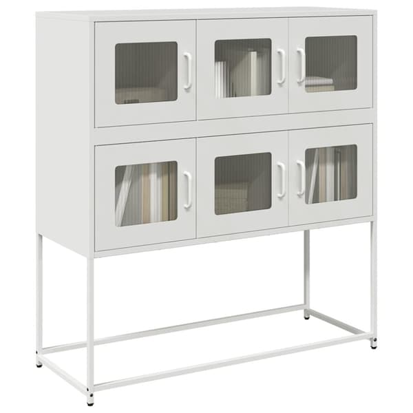 vidaXL skænk 100,5x39x107 cm koldvalset stål hvid