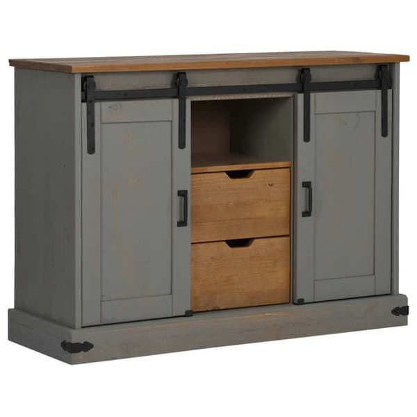 vidaXL Senkki HALDEN 2 Liukuovet Harmaa 112x40x80 cm Massiivipuu
