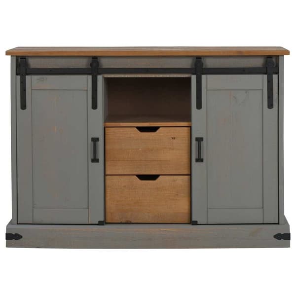 vidaXL Senkki HALDEN 2 Liukuovet Harmaa 112x40x80 cm Massiivipuu