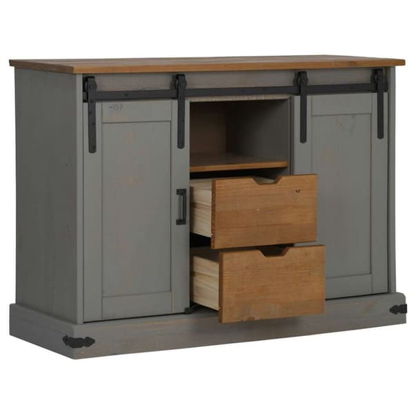 vidaXL Senkki HALDEN 2 Liukuovet Harmaa 112x40x80 cm Massiivipuu
