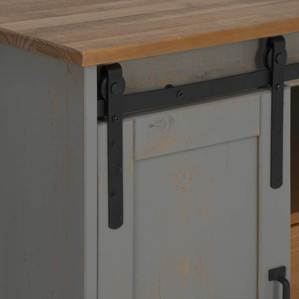 vidaXL Senkki HALDEN 2 Liukuovet Harmaa 112x40x80 cm Massiivipuu