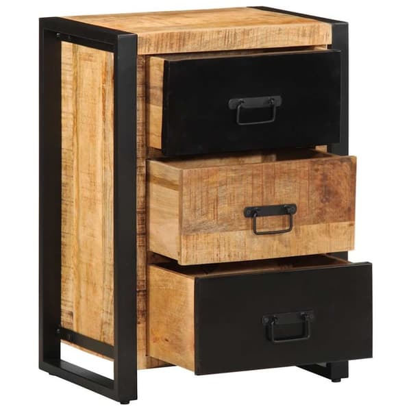vidaXL skuffeskab 50x35x70 cm massivt ru mangotræ