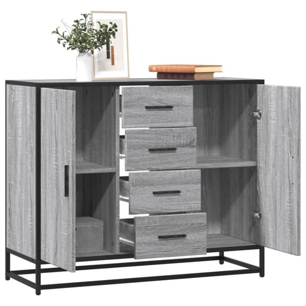 vidaXL skænk 92x35x76 cm konstrueret træ grå sonoma-eg