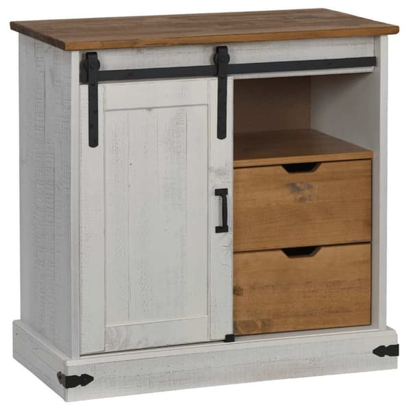 vidaXL skænk HALDEN med skydedør 80x40x80 cm massivt træ hvid