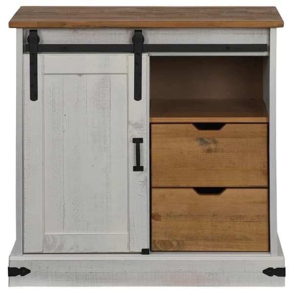 vidaXL skænk HALDEN med skydedør 80x40x80 cm massivt træ hvid