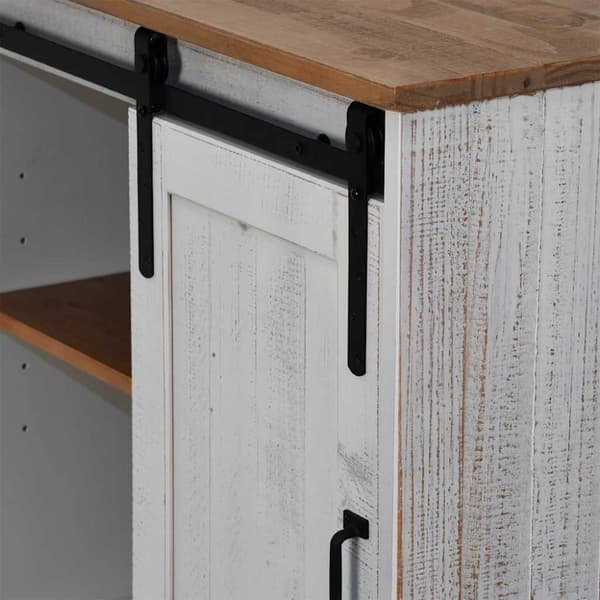 vidaXL skænk HALDEN med skydedør 80x40x80 cm massivt træ hvid