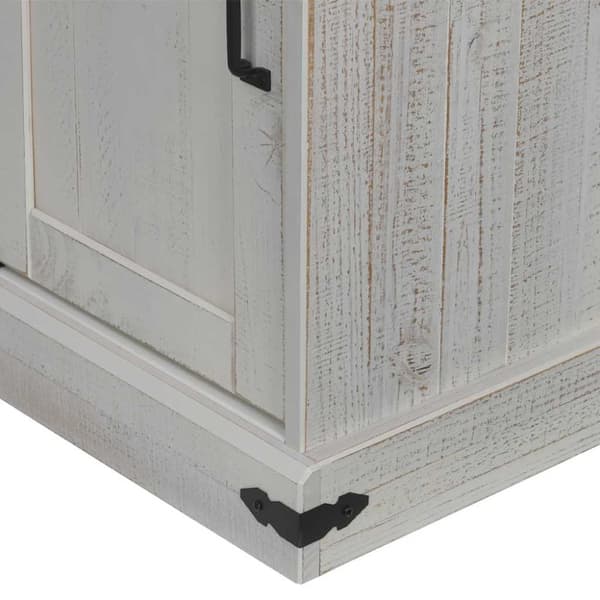 vidaXL skænk HALDEN med skydedør 80x40x80 cm massivt træ hvid