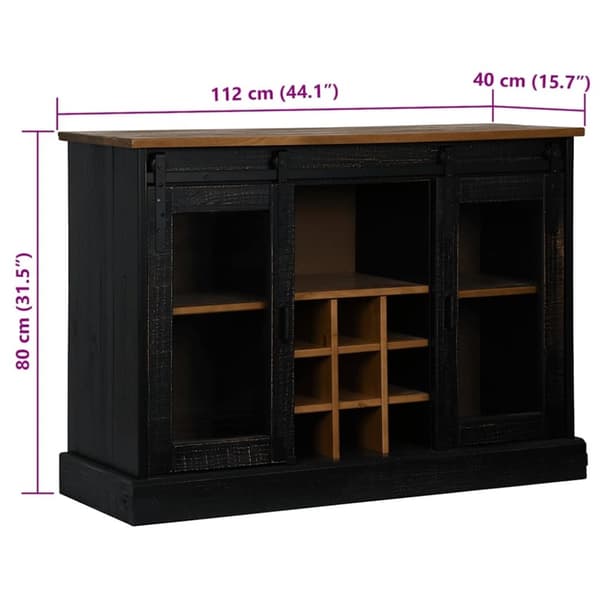 vidaXL skænk HALDEN 2 skydedøre 112x40x80 cm massivt træ sort