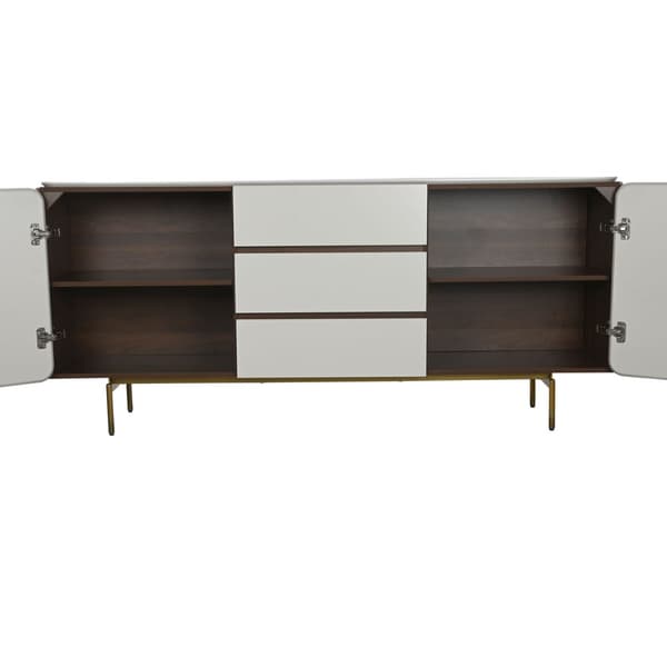 Sivupöytä Home ESPRIT Valkoinen Ruskea Kullattu Puu Puu MDF 183 X 41,5 X 80 cm