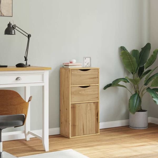 vidaXL Sideskap med skuffer ODDA 40x24x79 cm heltre furu
