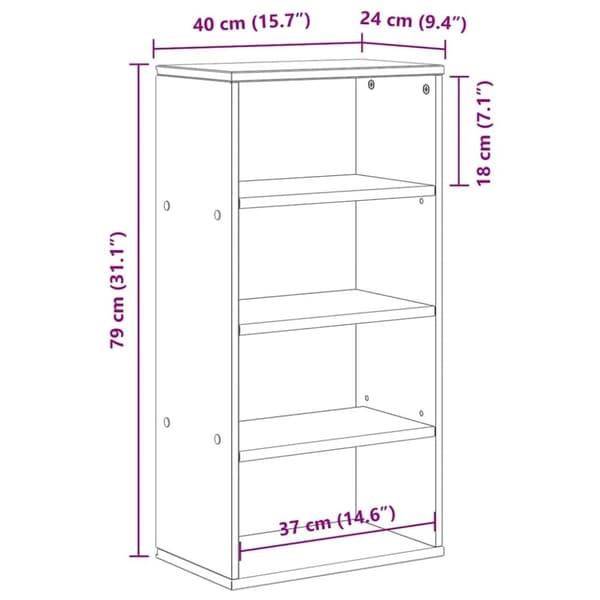 vidaXL Sideskap ODDA hvit 40x24x79 cm heltre furu