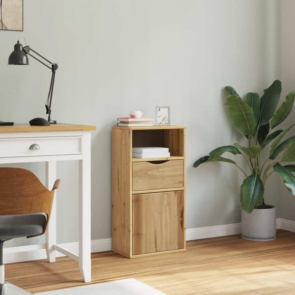 vidaXL sideskab ODDA med skuffe 40x24x79 cm massivt fyrretræ