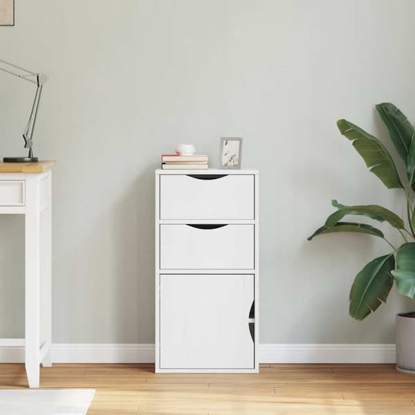 vidaXL sideskab ODDA med skuffer 40x24x79 cm massivt fyrretræ hvid