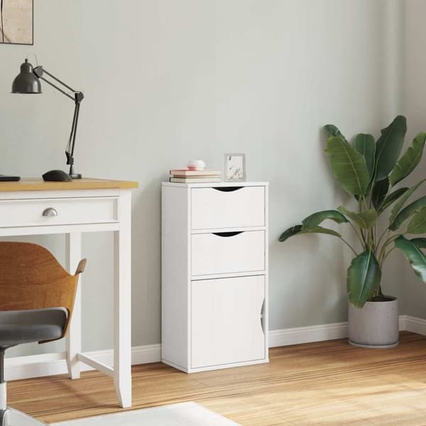 vidaXL sideskab ODDA med skuffer 40x24x79 cm massivt fyrretræ hvid
