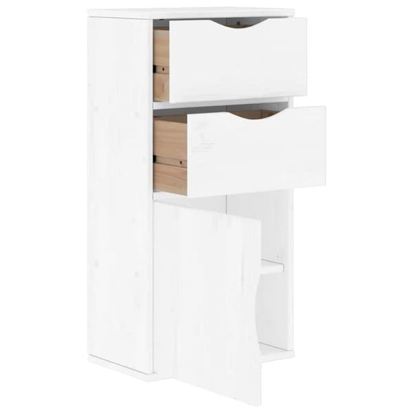vidaXL sideskab ODDA med skuffer 40x24x79 cm massivt fyrretræ hvid