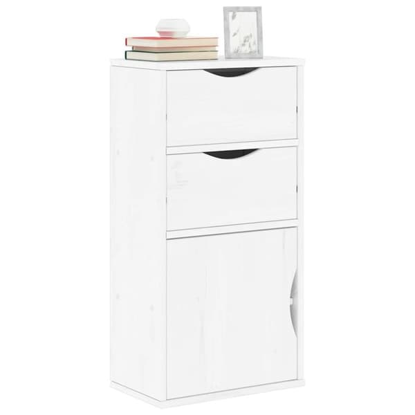 vidaXL sideskab ODDA med skuffer 40x24x79 cm massivt fyrretræ hvid
