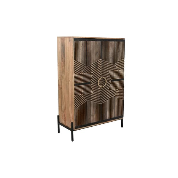 Skåp Home ESPRIT Svart Gyllene Naturell Trä 85 x 38 x 134 cm
