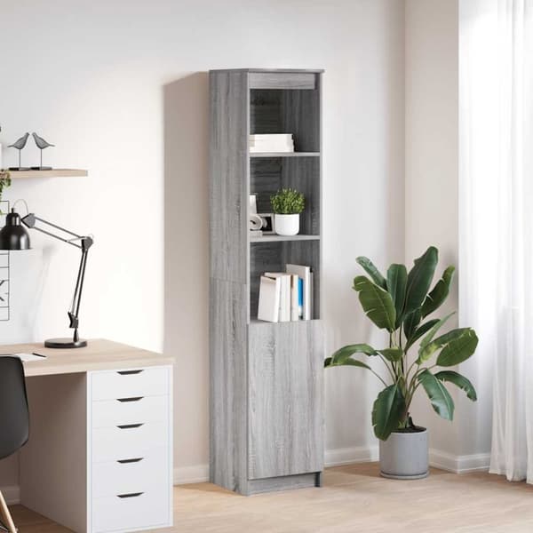 Highboard grå sonoma 37,5x35x180 cm konstruerat trä