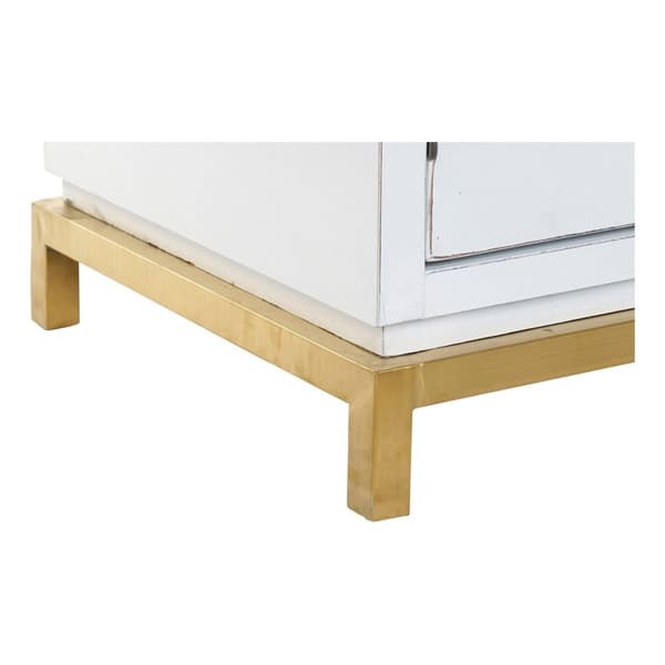 Skænk DKD Home Decor Kamakura Hvid Gylden Metal Poppel 150 x 50 x 80 cm (150 x 50 x 80 cm)