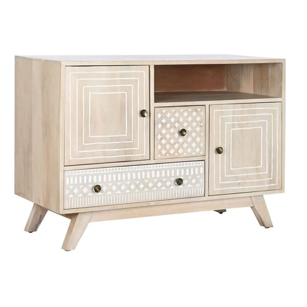 Skænk DKD Home Decor Hvid Natur Mangotræ 115 x 42 x 75 cm