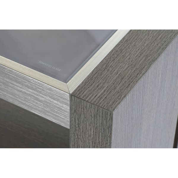 Sivupöytä DKD Home Decor Kristalli Harmaa Alumiini Ąžuolas Karaistu lasi (165 x 39 x 76 cm)