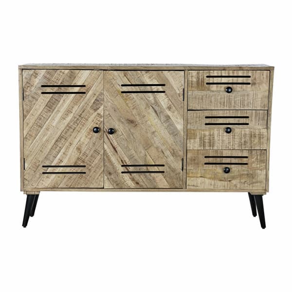 Sivupöytä DKD Home Decor Musta Metalli Mangopuu (140 x 40 x 93 cm)