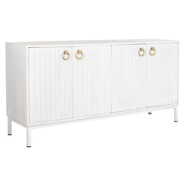 Sivupöytä DKD Home Decor Metalli Valkoinen Mangopuu (152 x 40 x 77 cm)