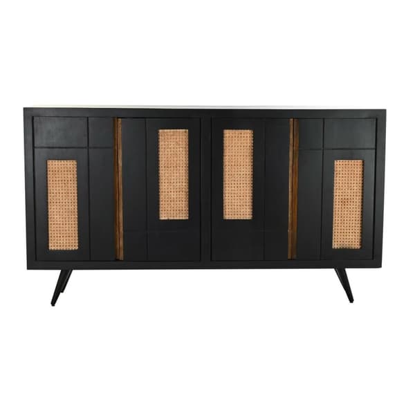 Sivupöytä DKD Home Decor Musta Rottinki Mangopuu (160 x 40 x 90 cm)