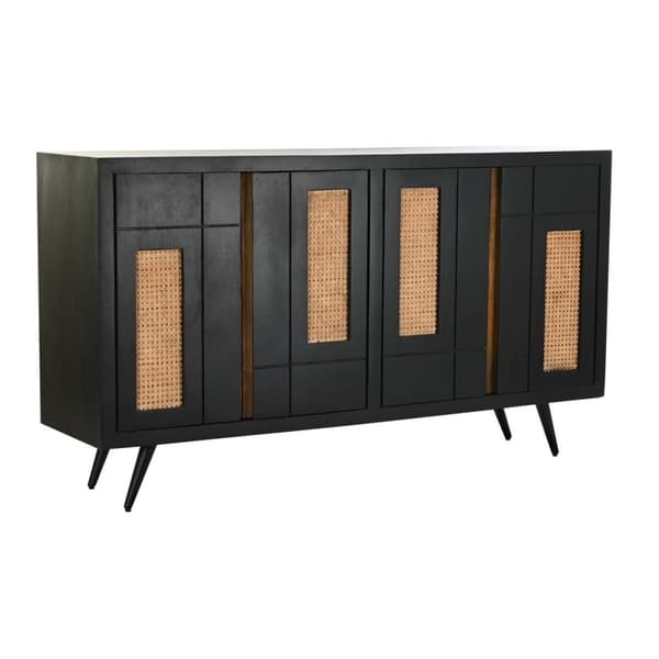 Sivupöytä DKD Home Decor Musta Rottinki Mangopuu (160 x 40 x 90 cm)