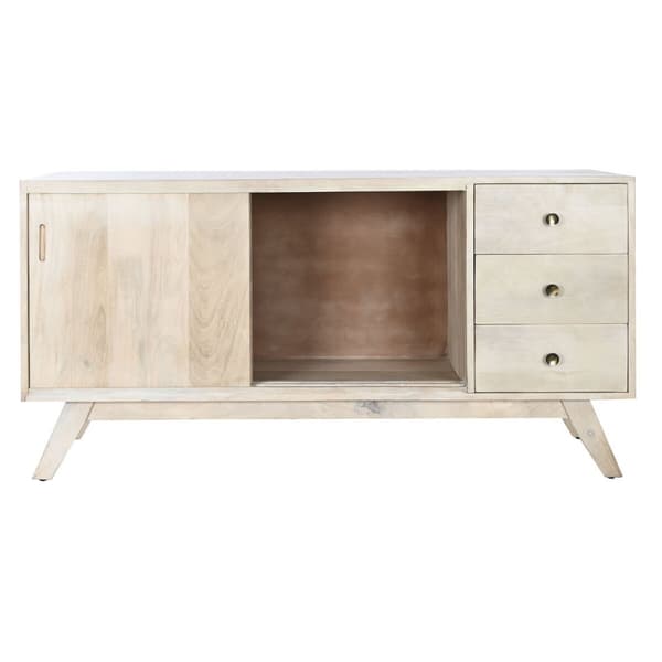 Sivupöytä DKD Home Decor Valkoinen Luonnollinen Mangopuu 145 x 42 x 75 cm