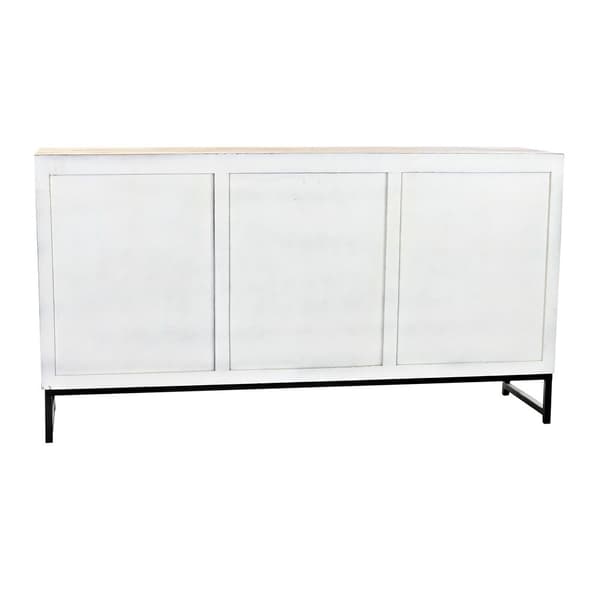 Skænk DKD Home Decor   Hvid Metal Mangotræ 150 x 38 x 80 cm