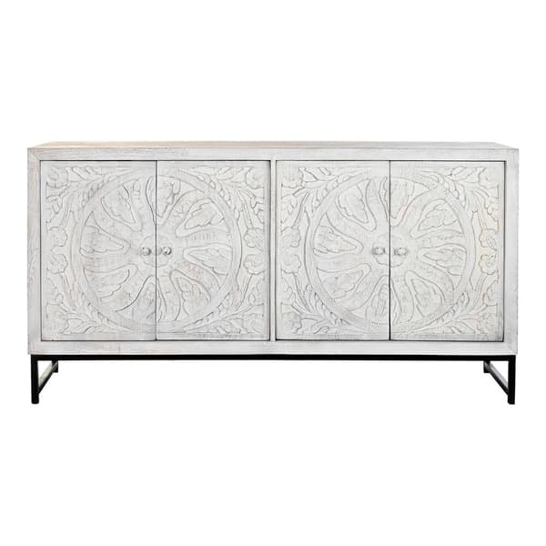 Skänk DKD Home Decor   Vit Metall Mangoträ 150 x 38 x 80 cm