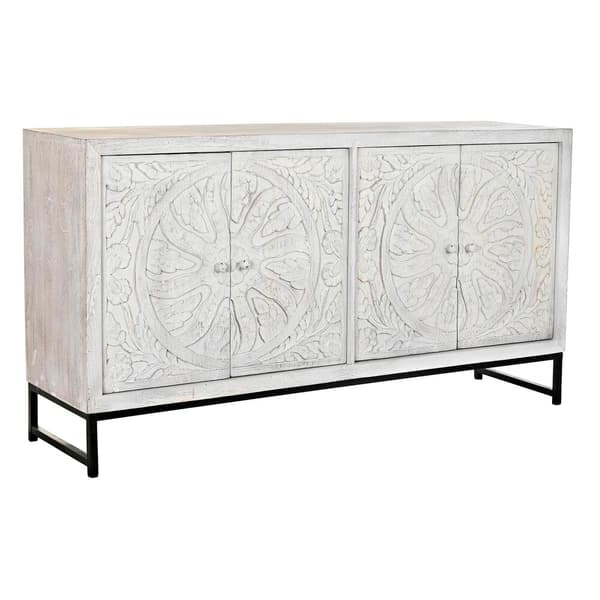 Sidebord DKD Home Decor   Hvit Metall Treverk av mangotre 150 x 38 x 80 cm