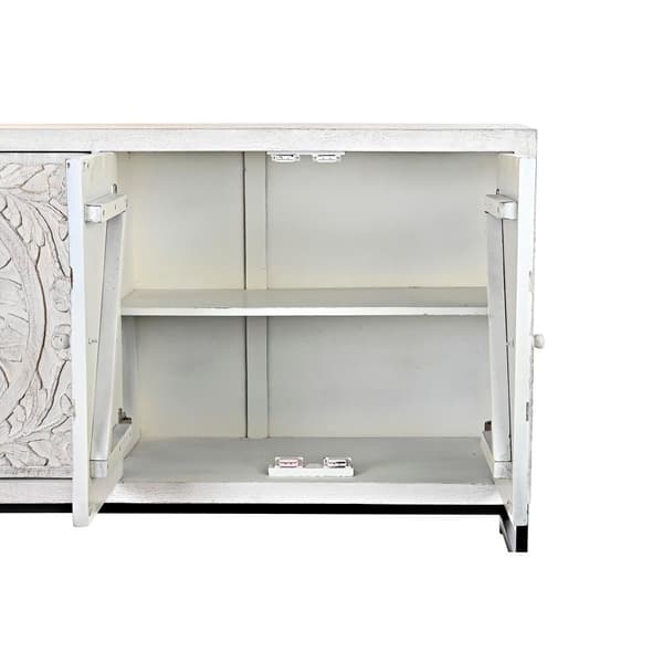 Sivupöytä DKD Home Decor   Valkoinen Metalli Mangopuu 150 x 38 x 80 cm