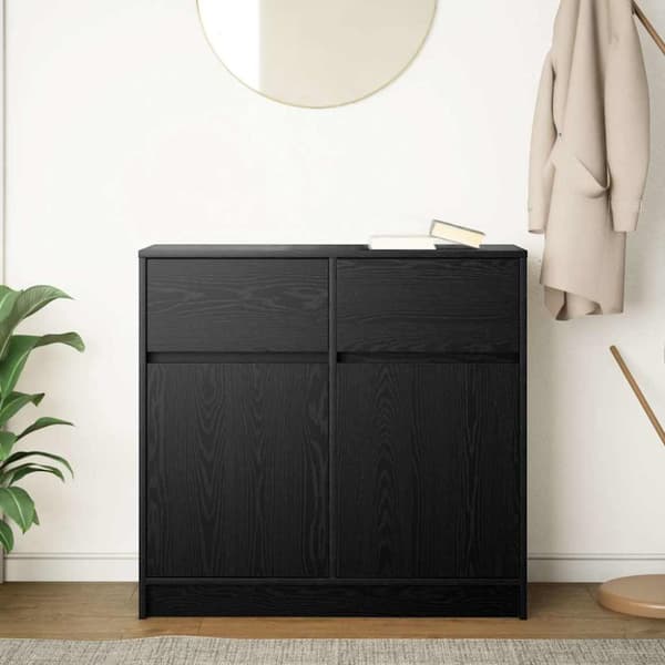 vidaXL Senkki laatikolla musta tammi 80x34x76 cm tekninen puu
