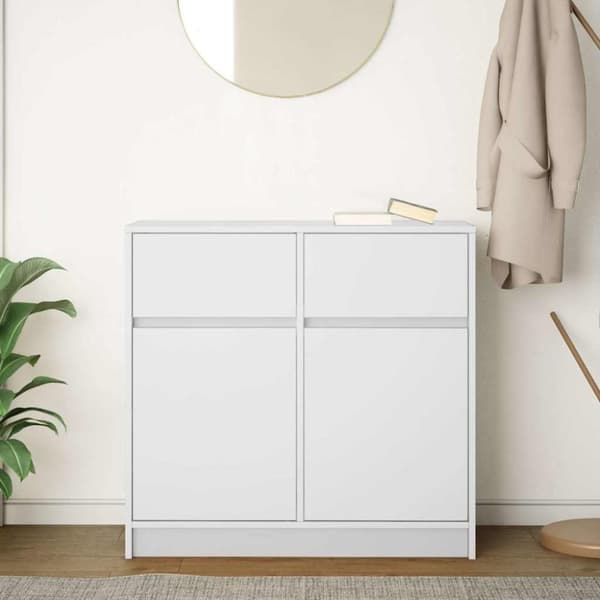 vidaXL kommode med skuffe 80x34x76 cm konstrueret træ hvid
