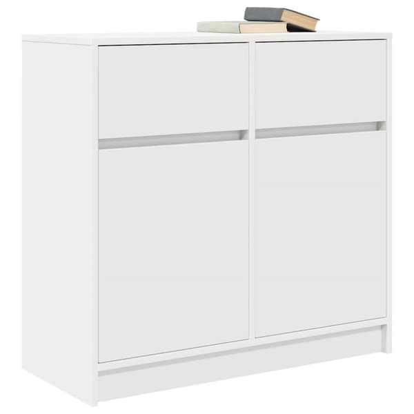 vidaXL kommode med skuffe 80x34x76 cm konstrueret træ hvid