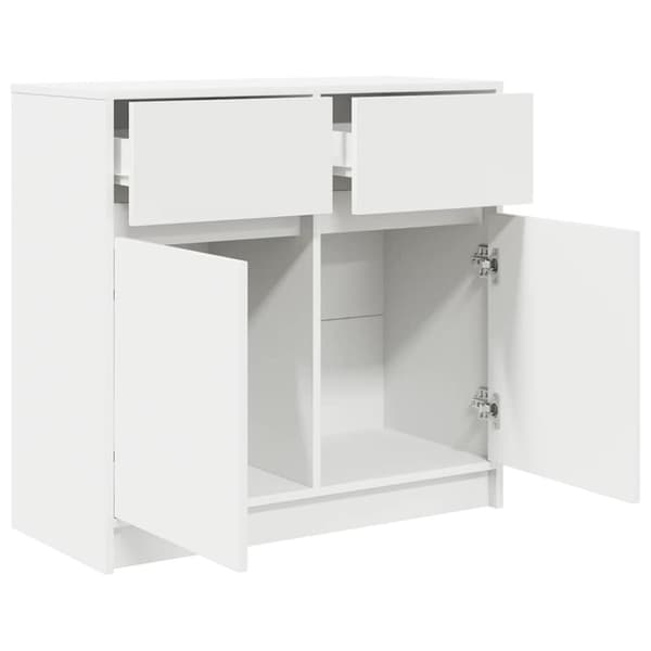 vidaXL kommode med skuffe 80x34x76 cm konstrueret træ hvid