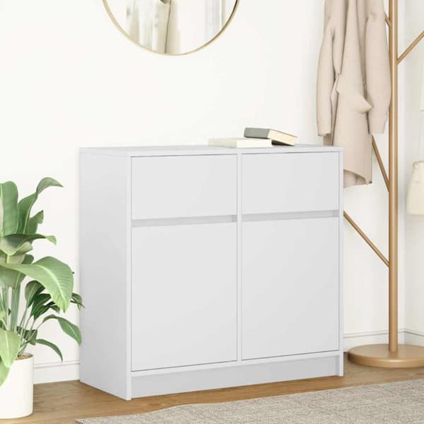 vidaXL kommode med skuffe 80x34x76 cm konstrueret træ hvid
