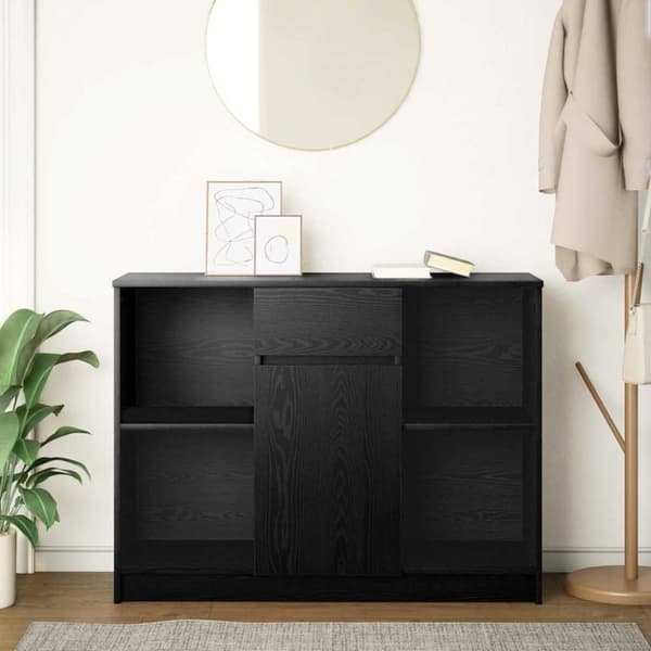 vidaXL Senkki laatikolla musta tammi 101x35x76 cm tekninen puu