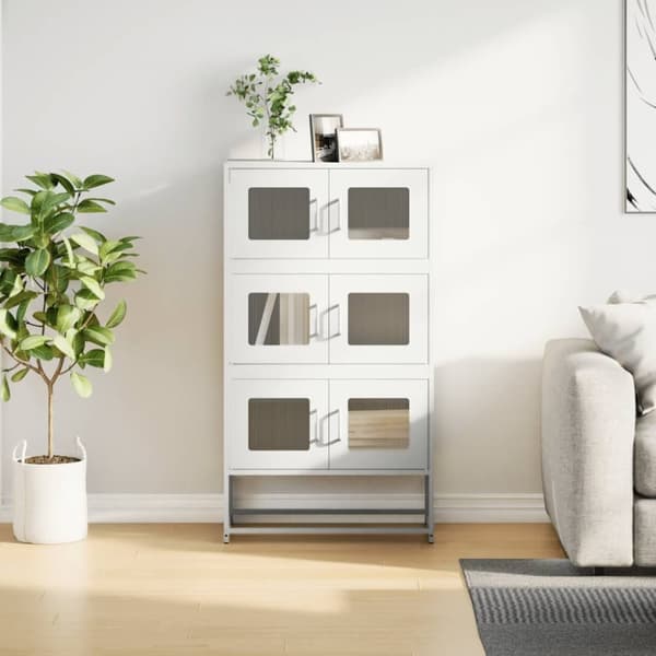 vidaXL Highboard hvit 68x39x123 cm stål