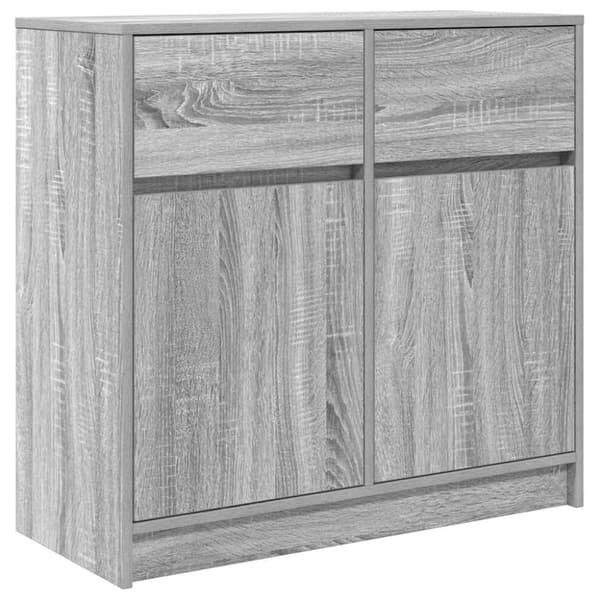 vidaXL Skjenk med skuff grå sonoma 80x34x76 cm konstruert tre