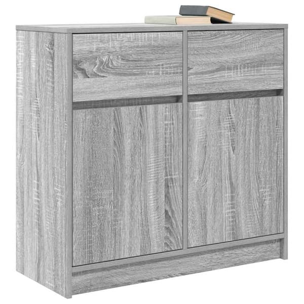 vidaXL Skjenk med skuff grå sonoma 80x34x76 cm konstruert tre