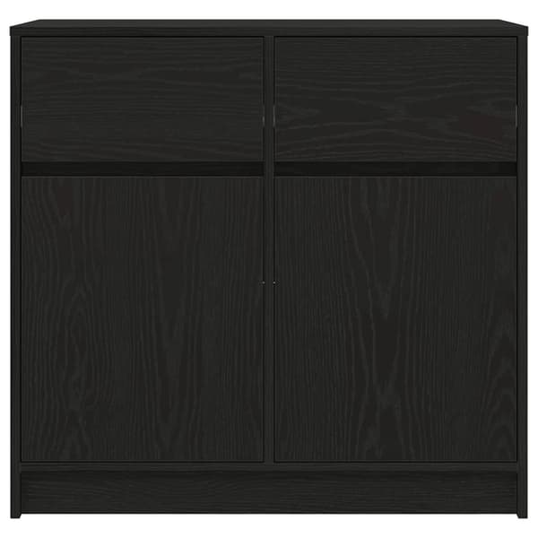 vidaXL Skjenk med skuff svart eik 80x34x76 cm konstruert tre