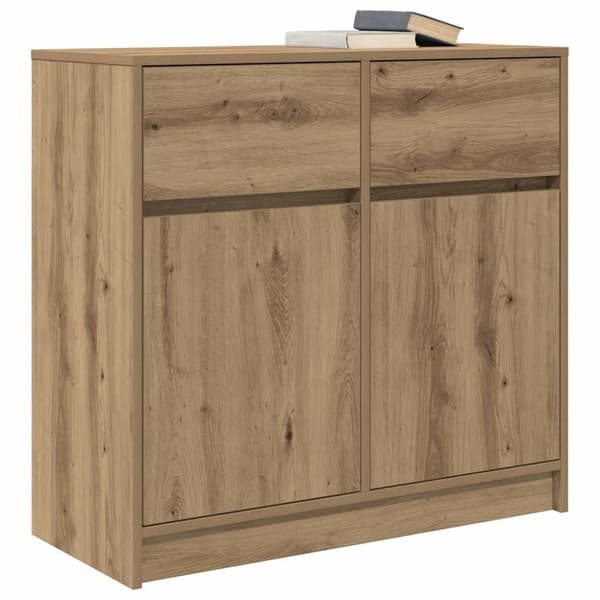 vidaXL Skjenk med skuff artisan eik 80x34x76 cm konstruert tre